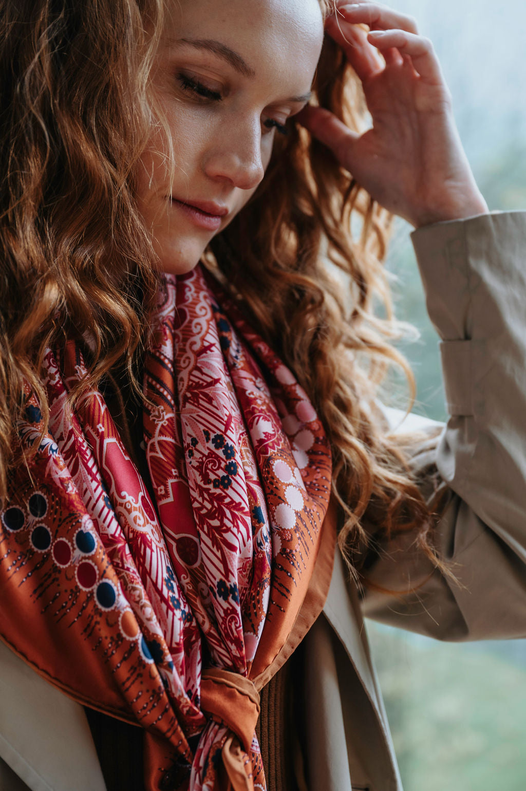 Carré En Soie Petrusse Boheme Caramel | Foulard Pour Femme Et Homme