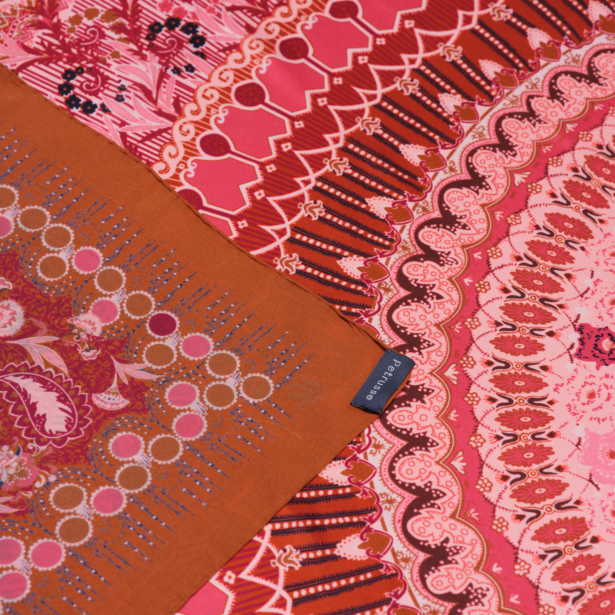 Carré En Soie Petrusse Boheme Caramel | Foulard Pour Femme Et Homme