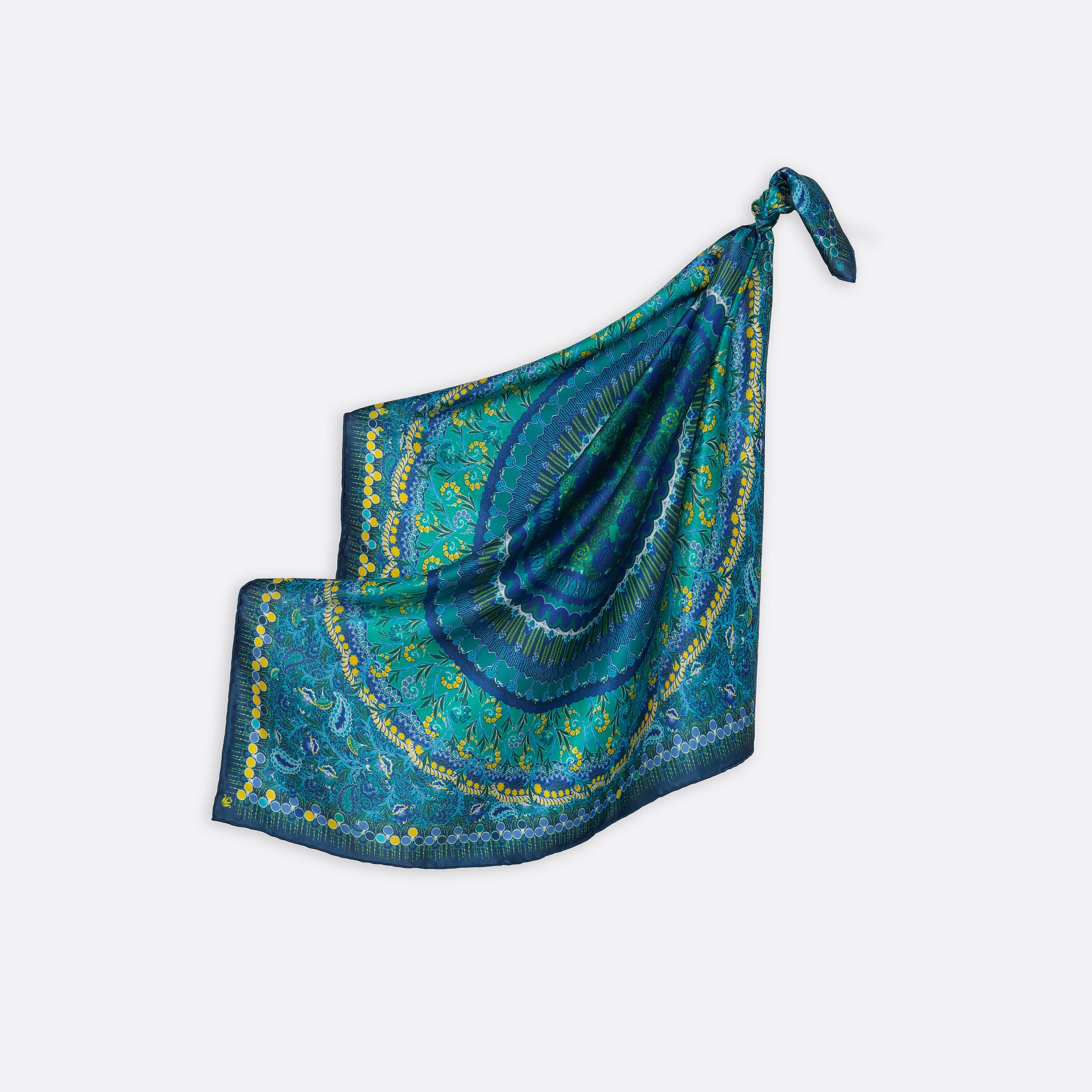 Petrusse Carre Soie 65 - Boheme Mini Emeraude