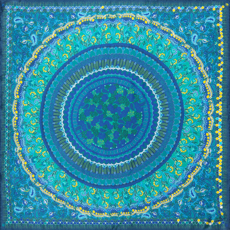 SILK SQUARE SCARF 65 -  BOHEME MINI EMERALD GREEN