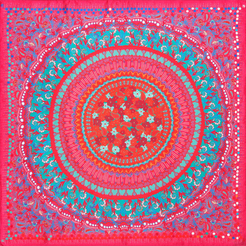 SILK SQUARE SCARF 65 -  BOHEME MINI FUCHSIA