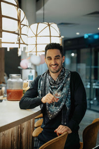 Carré en Soie 130 PETRUSSE BOHEME NOIR | Foulard pour femme et homme