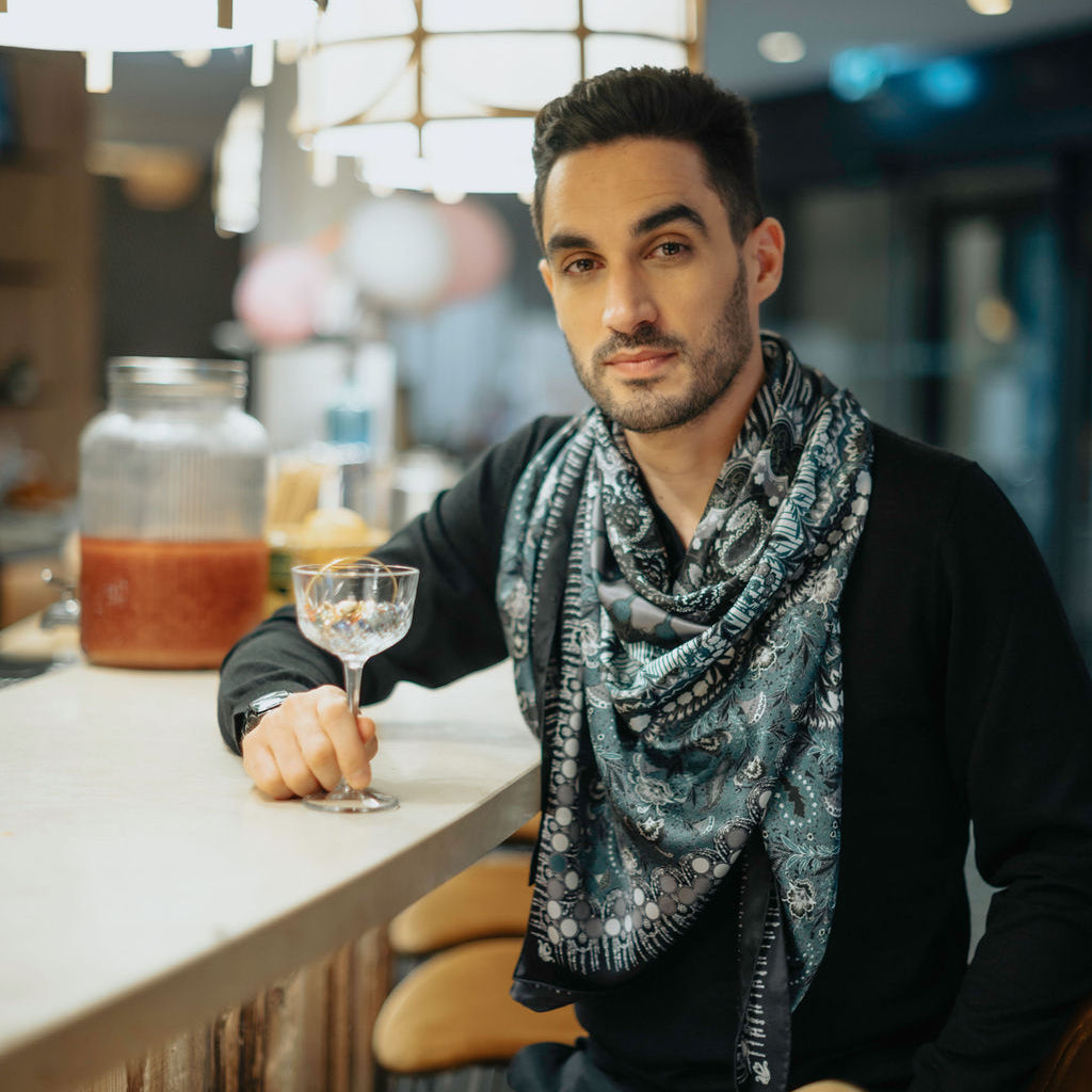 Carré En Soie 130 Petrusse Boheme Noir | Foulard Pour Femme Et Homme