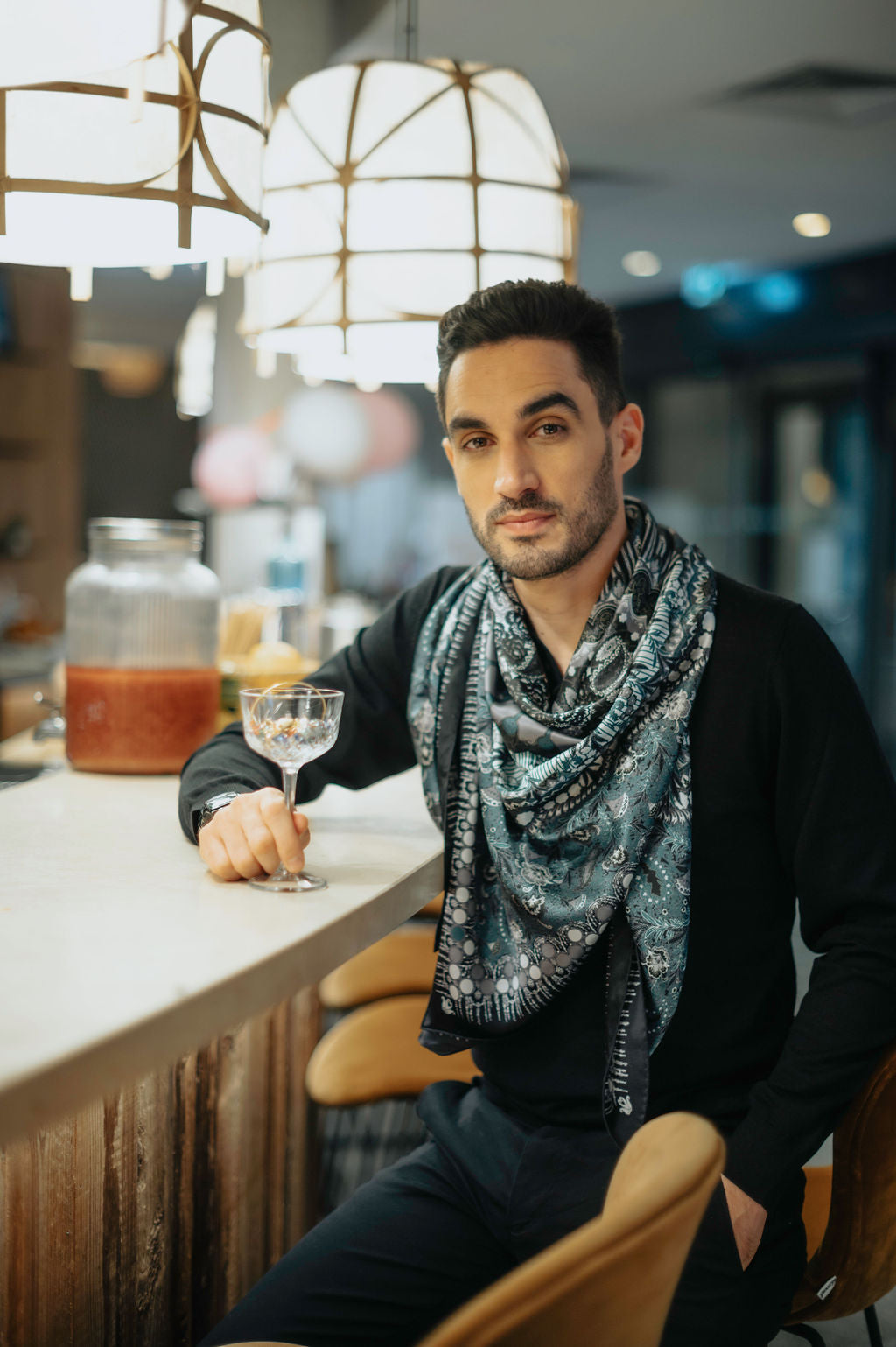 Carré en Soie 130 PETRUSSE BOHEME NOIR | Foulard pour femme et homme