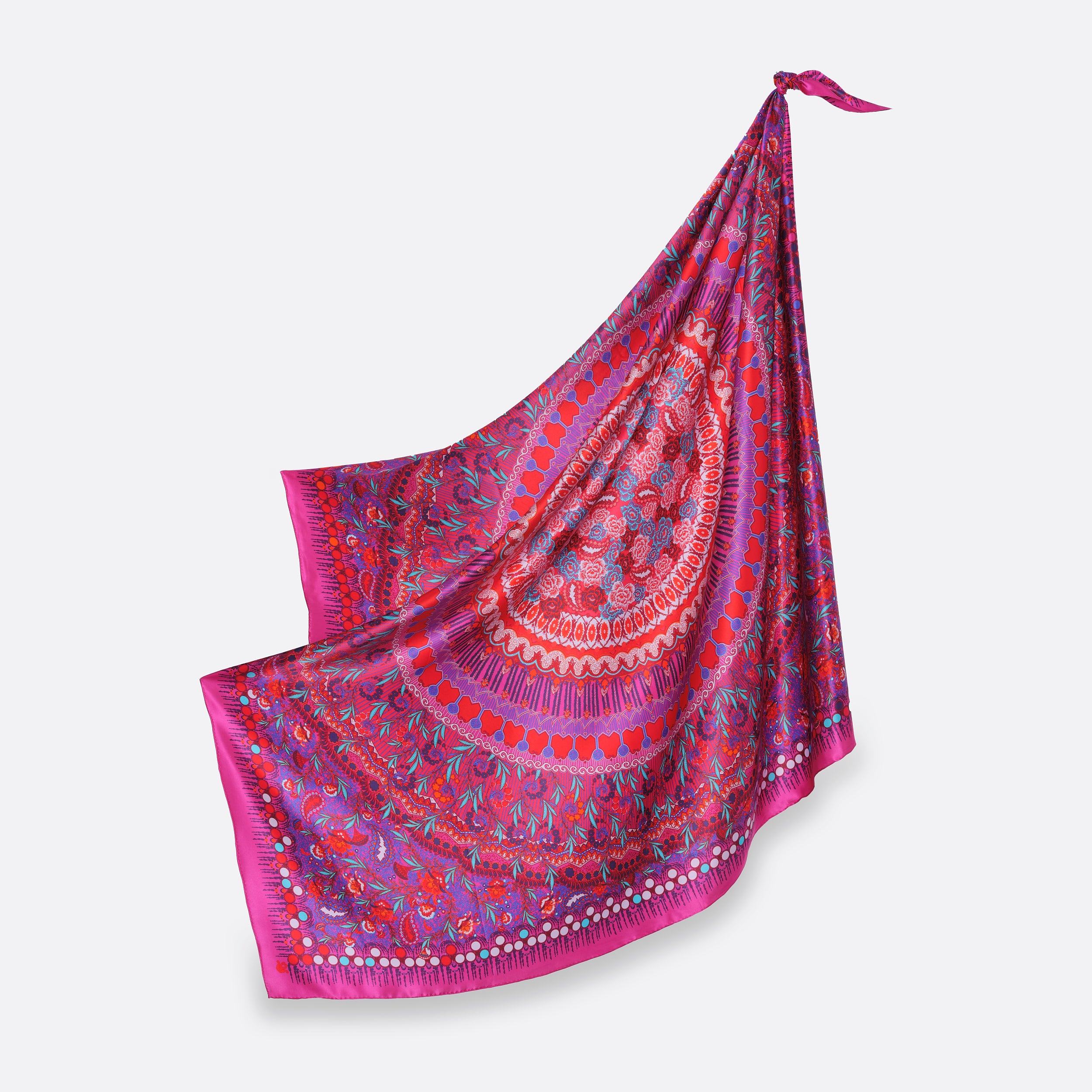 Carré En Soie 130 Petrusse Boheme Prune | Foulard Pour Femme Et Homme