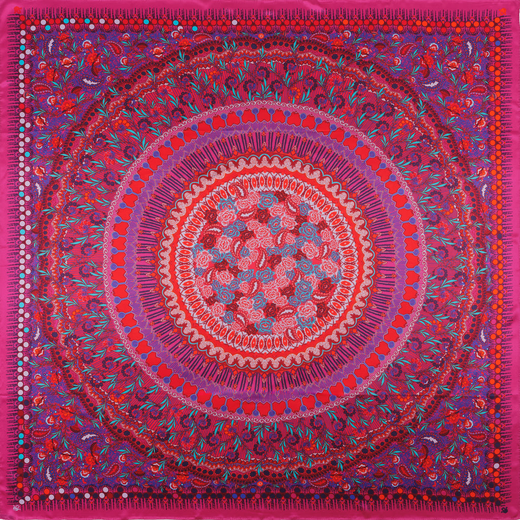 Carré en Soie 130 PETRUSSE BOHEME PRUNE | Foulard pour femme et homme