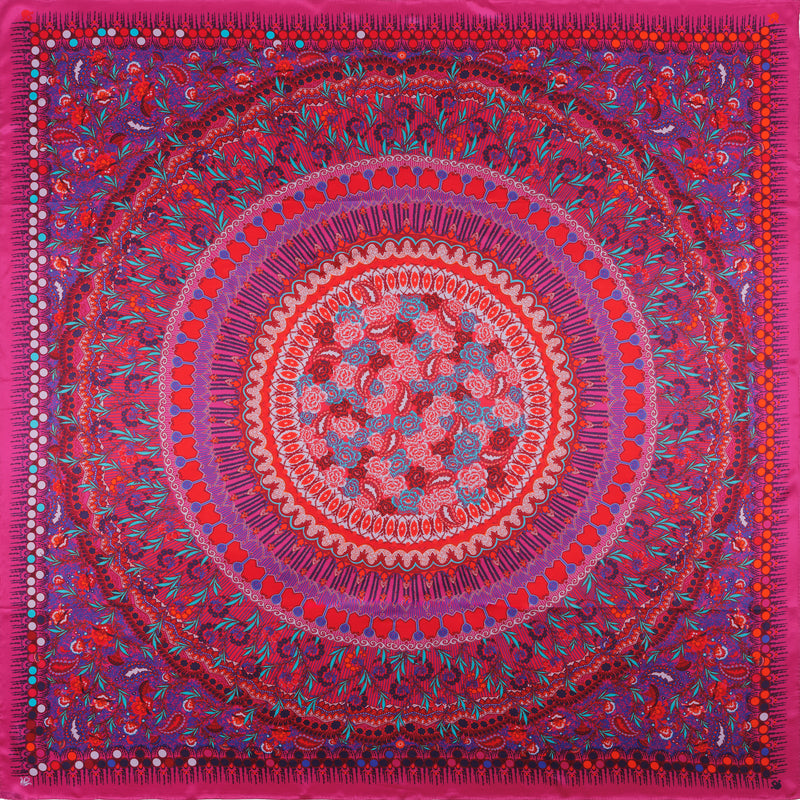 Carré en Soie 130 PETRUSSE BOHEME PRUNE | Foulard pour femme et homme