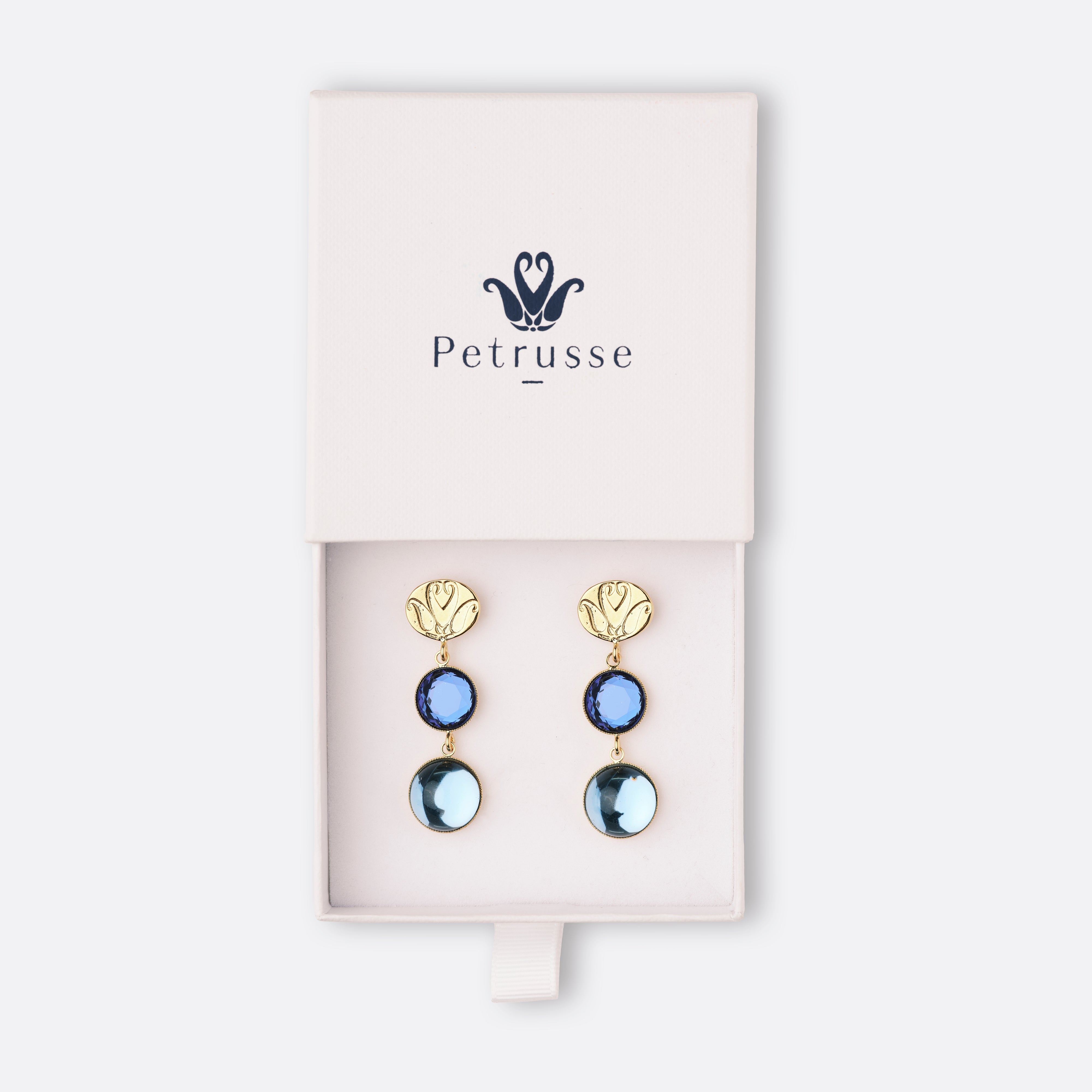 Petrusse Boucles D'Oreilles Juliette - Bleu Saphir Aqua