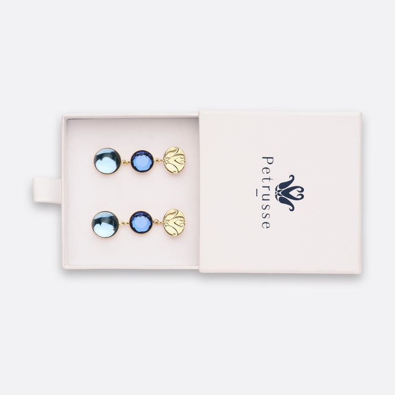 BOUCLES D'OREILLES JULIETTE - BLEU SAPHIR AQUA