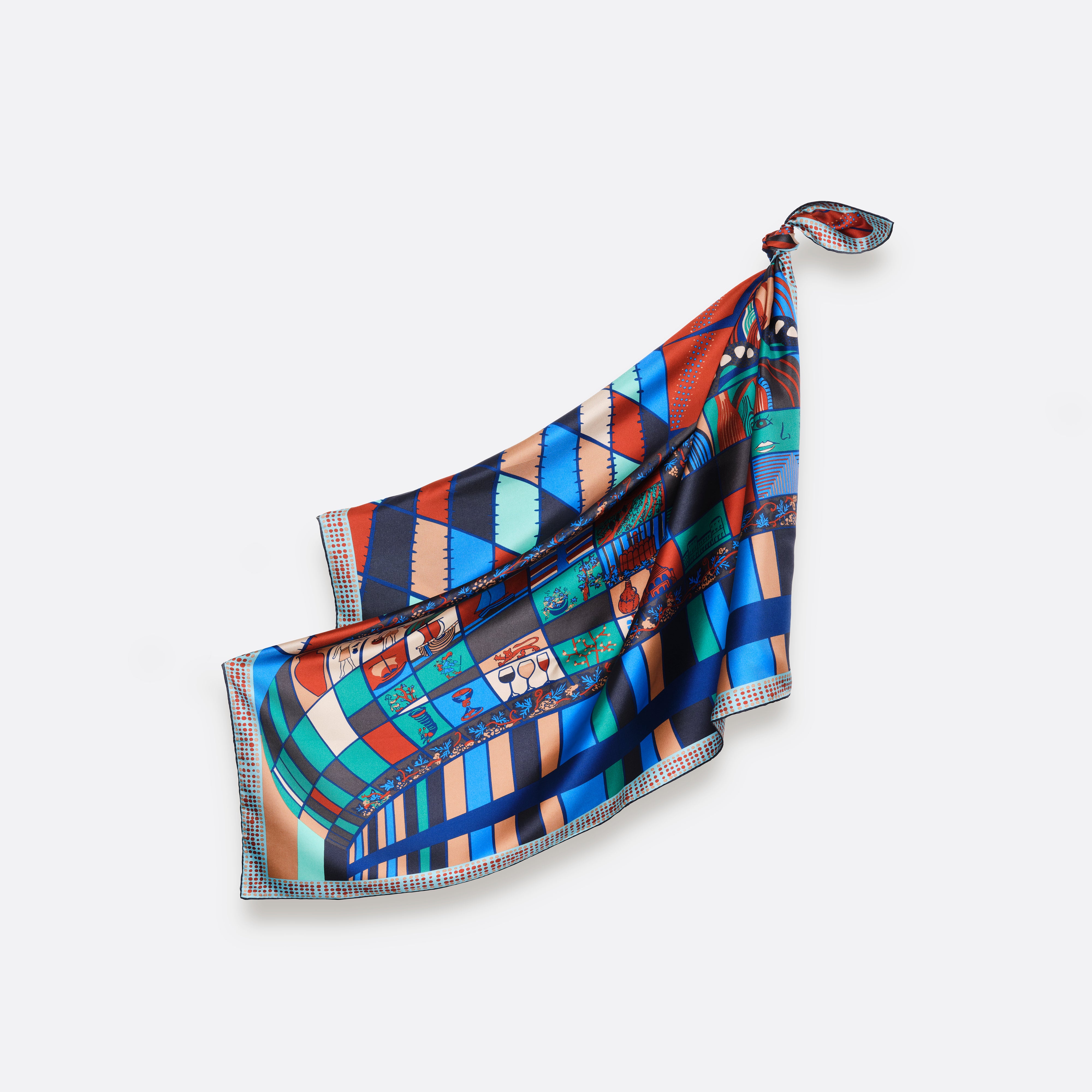 CARRE SOIE 90 - CALIX BLEU CLAIR