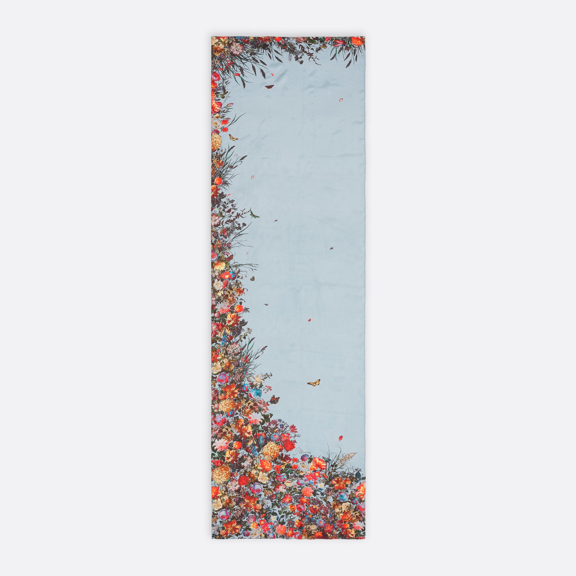 SILK SCARF - CASCADE BLUE