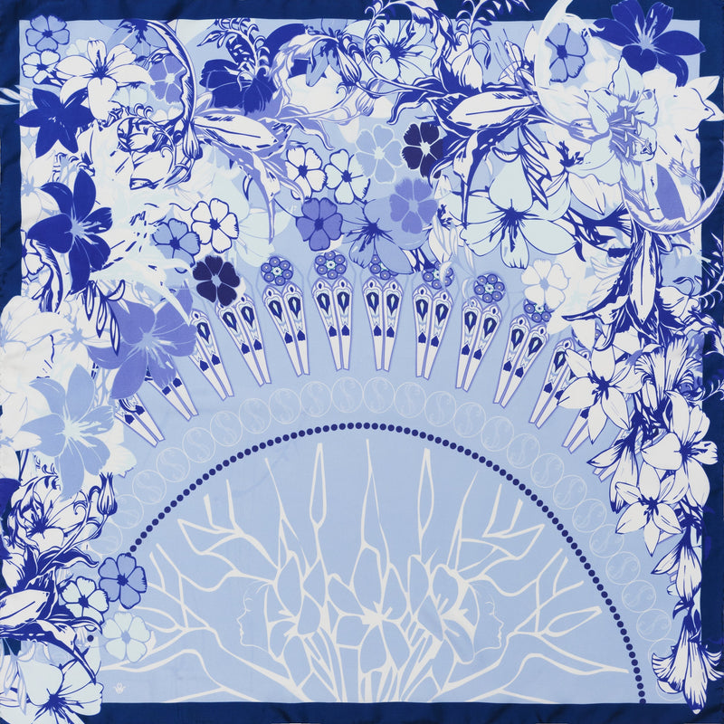 SILK SQUARE SCARF 90 - CHAMADE BLUE