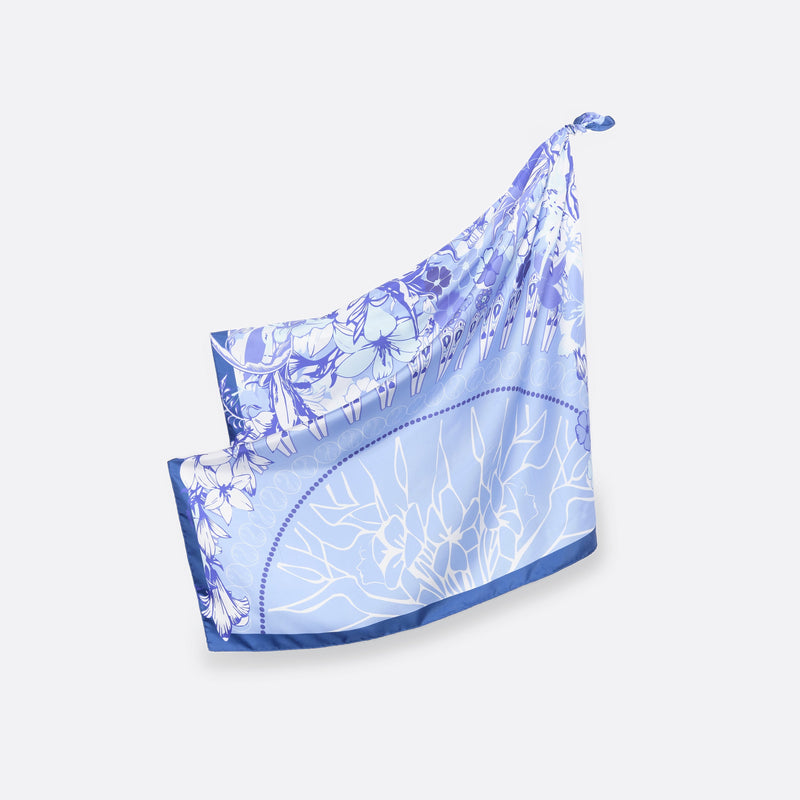 SILK SQUARE SCARF 90 - CHAMADE BLUE