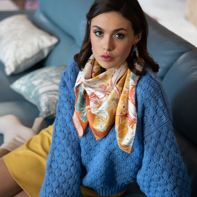 SILK SCARF 90 - CHAMADE GOLD