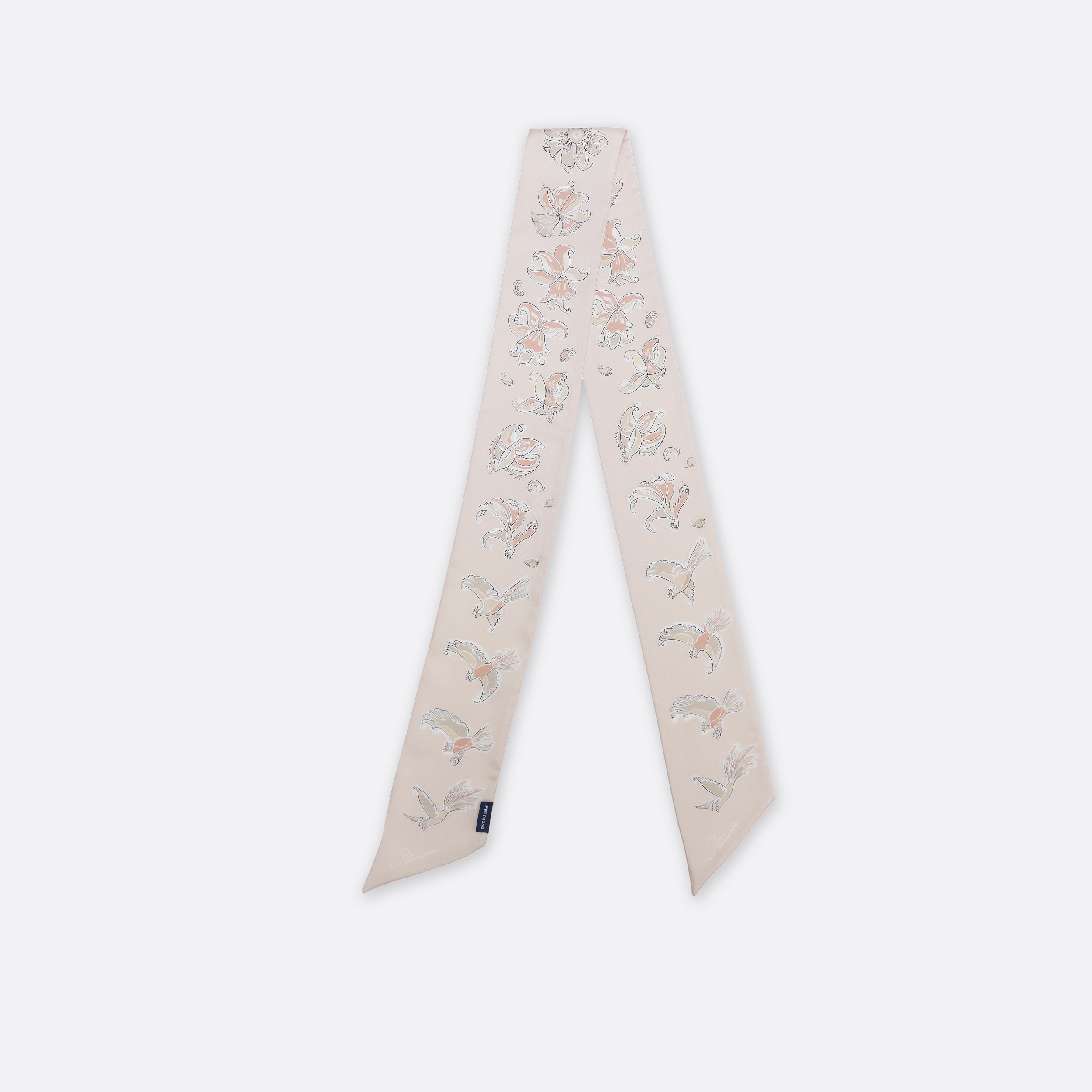 Foulard Femme Petrusse Diane Beige - Ruban En Soie