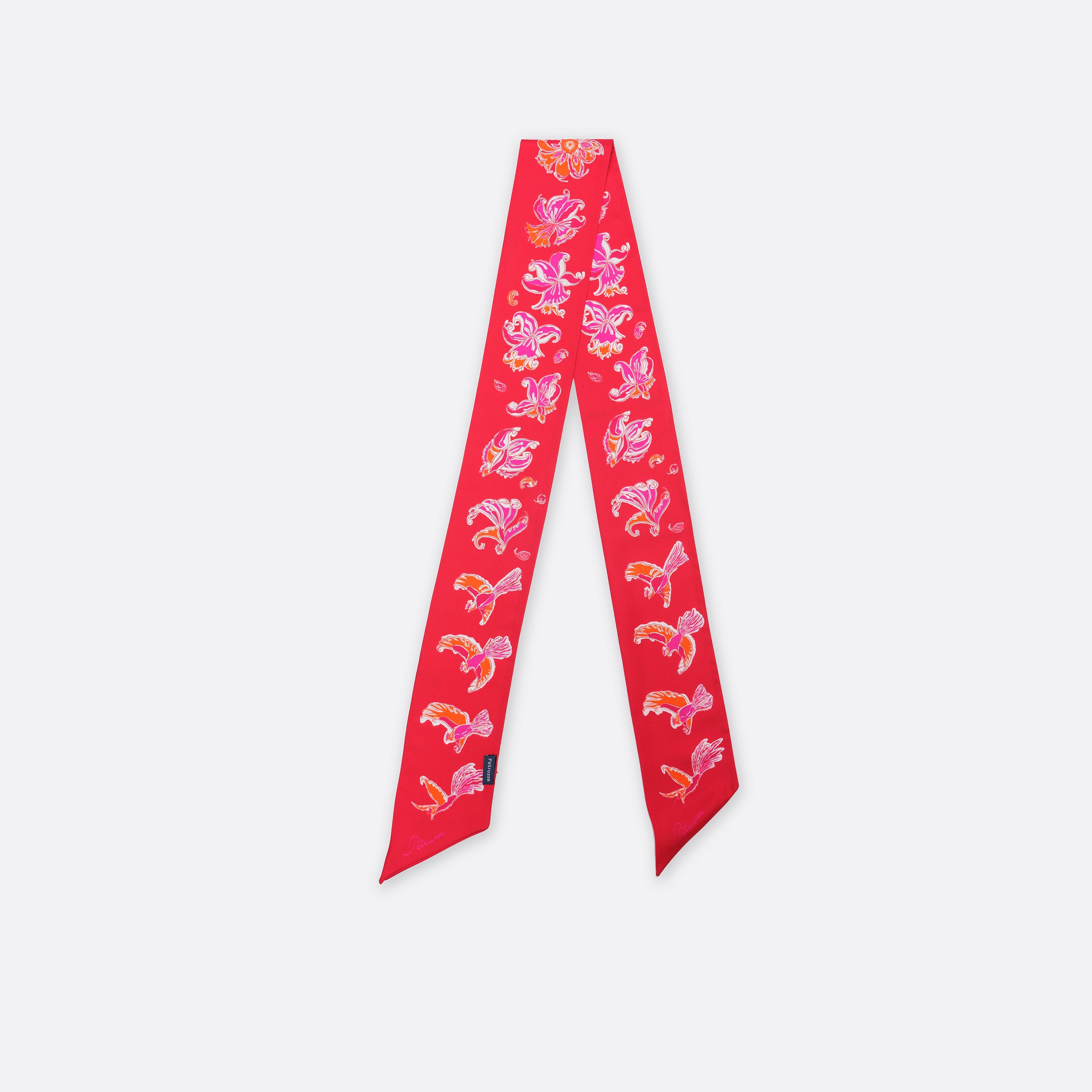 Foulard Femme Petrusse Diane Rouge - Ruban En Soie
