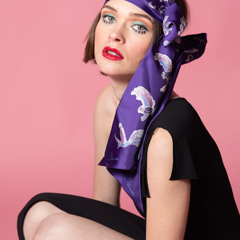 Foulard Femme Petrusse Diane Ultraviolet - Ruban En Soie