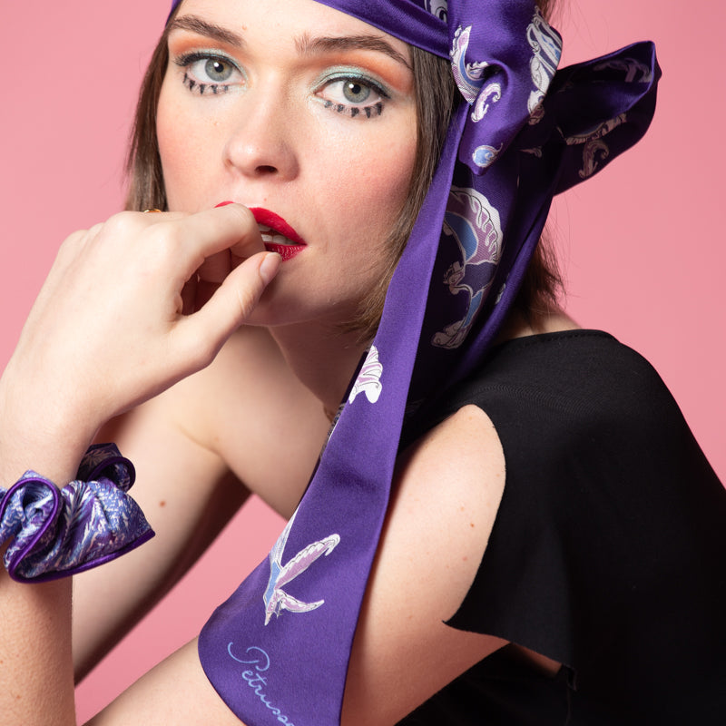Foulard Femme Petrusse Diane Ultraviolet - Ruban En Soie