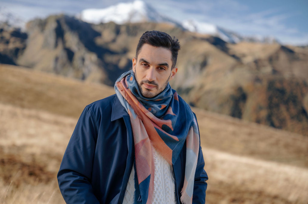 PETRUSSE Carré Cachemire 120 ELIO ORANGE | écharpe pour homme et femme