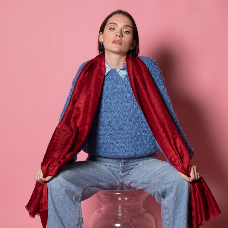 Écharpe En Laine Et Soie Petrusse Eternite Rouge | Made In France