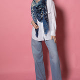 WOOL SCARF 140 - EVE BLUE