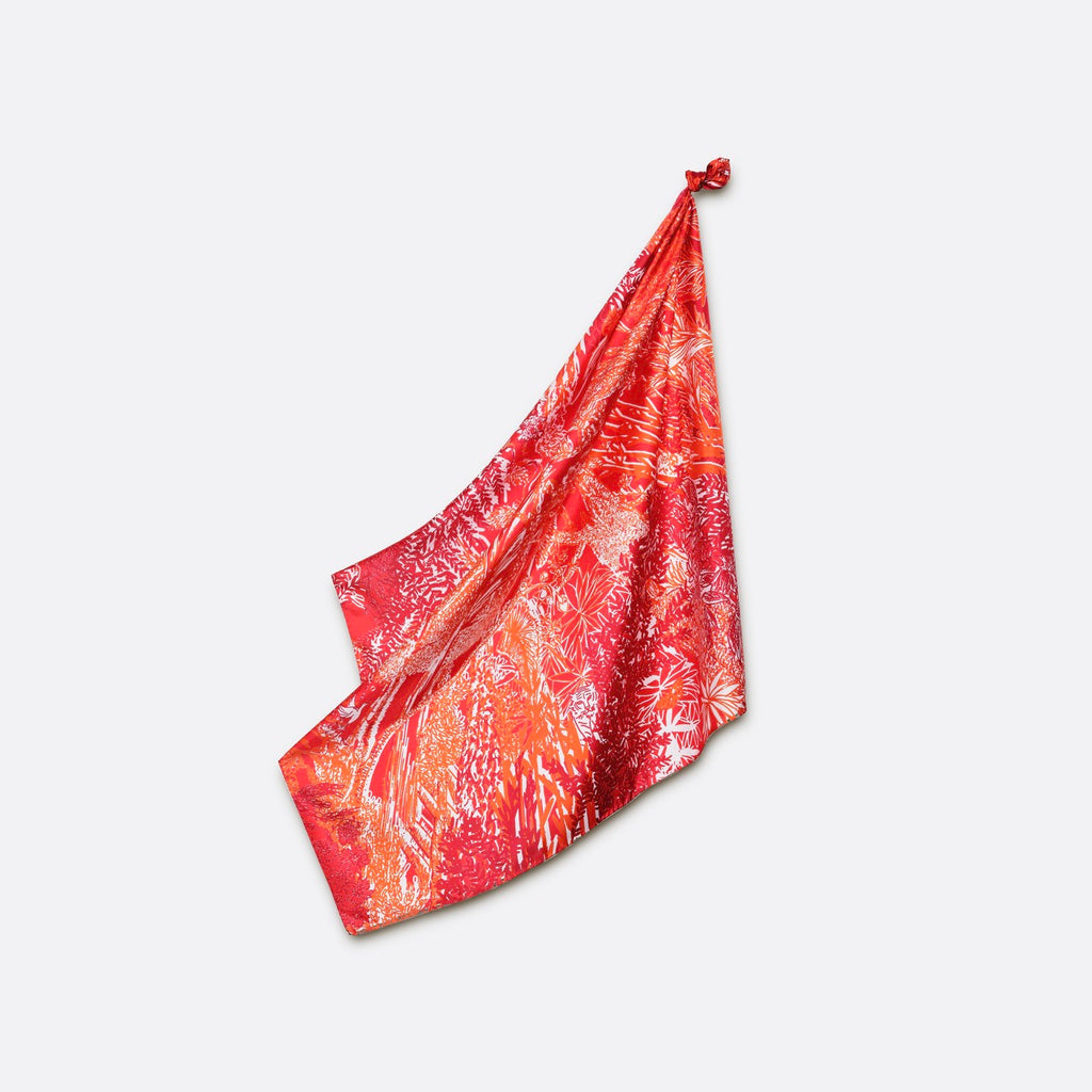 SILK SCARF 90 - EVE FIRE RED