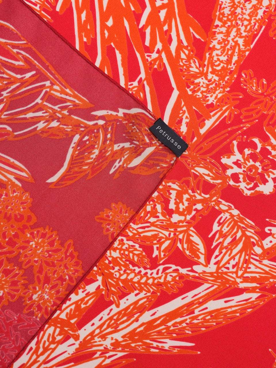Carré en Soie 90x90 PETRUSSE EVE FEU | Foulard en Toile de Jouy 