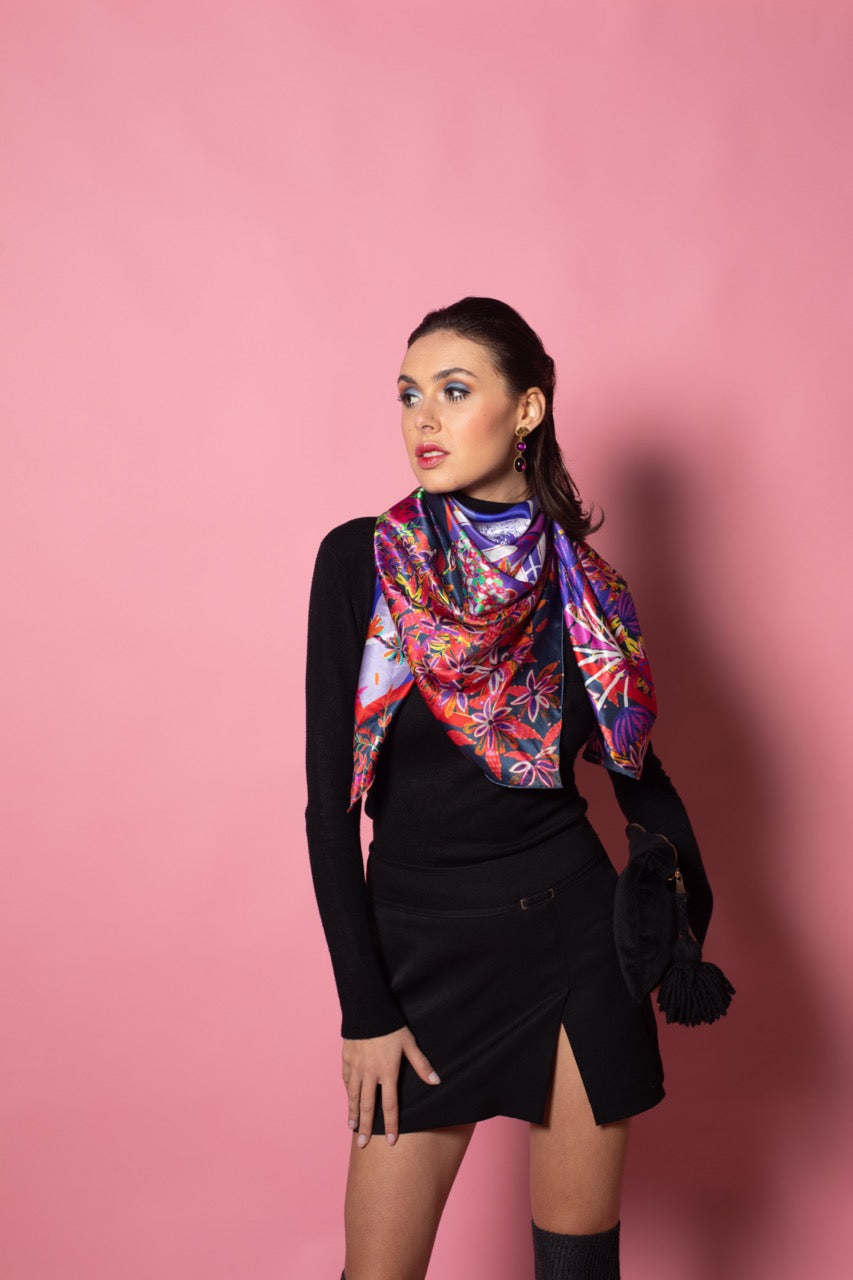 SILK SCARF 105 - FANTASY NEON
