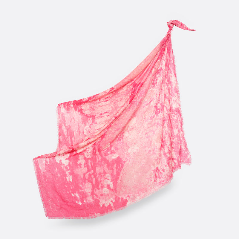 WOOL SQUARE SCARF 120 - GAIA STRAWBERRY PINK