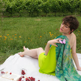 WOOL SQUARE SCARF 120 - GAIA GREEN