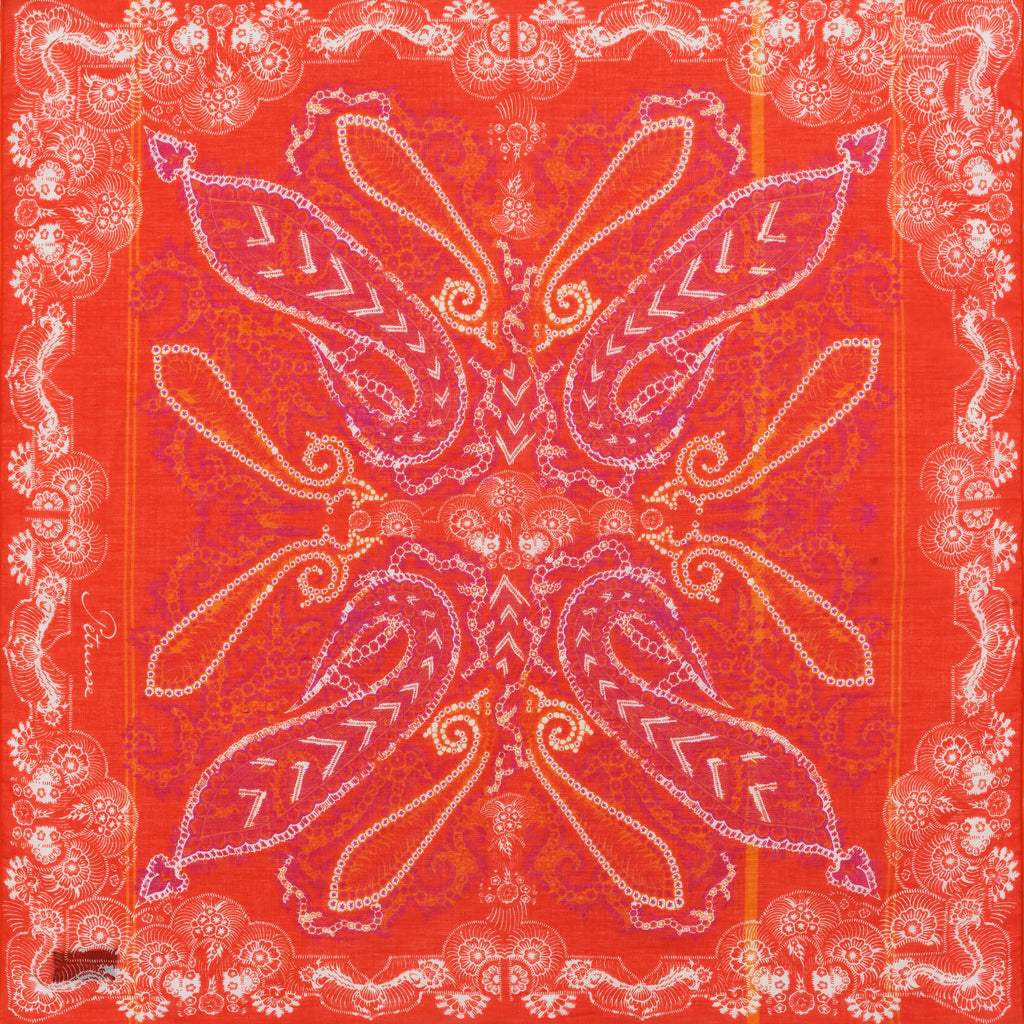 COTTON SQUARE SCARF 50 - IDA ORANGE