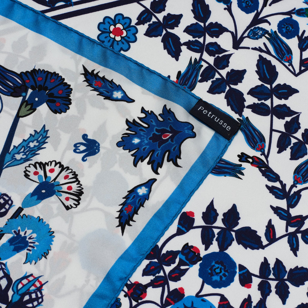 SILK SQUARE SCARF 90 - IZNIK BLUE