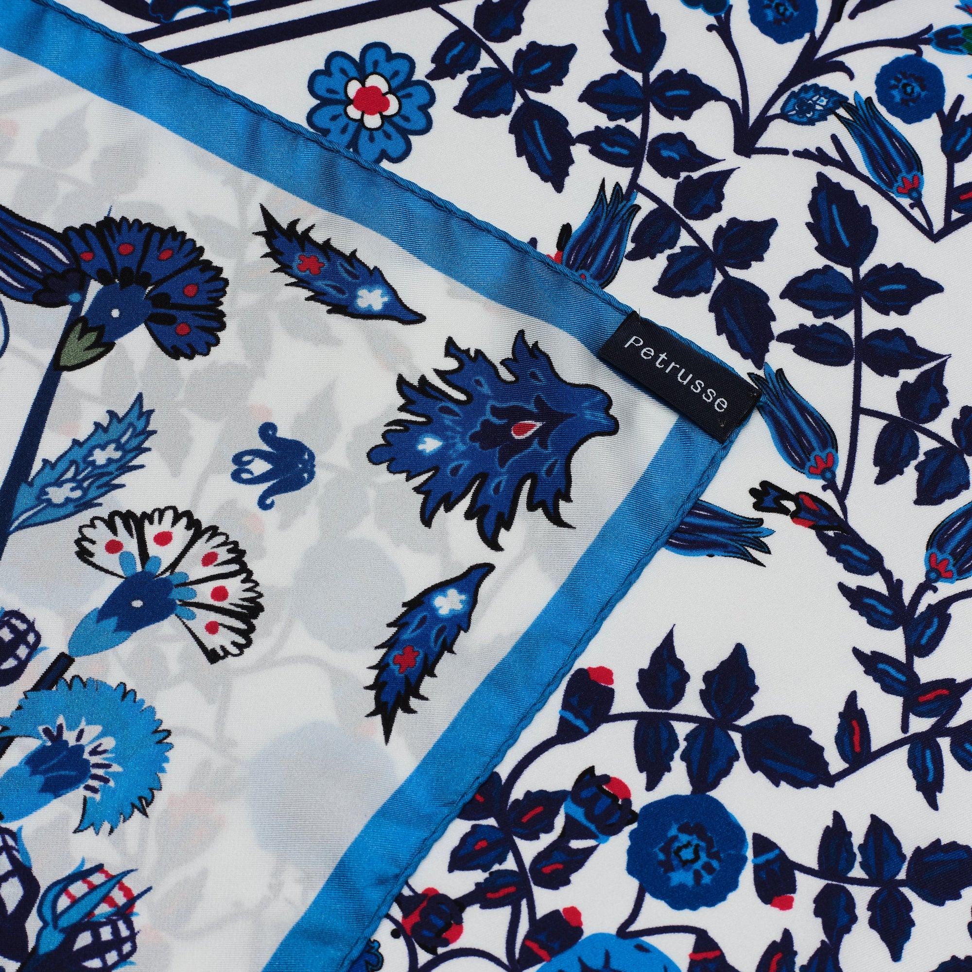 SILK SQUARE SCARF 90 - IZNIK BLUE