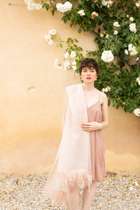 WOOL SILK STOLE - NUDE PINK