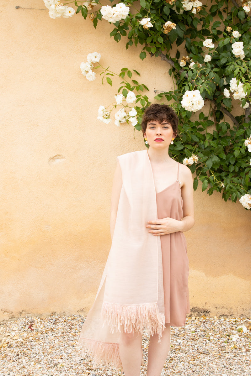 WOOL SILK STOLE - LYRIC NUDE PINK