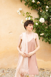 WOOL SILK STOLE - LYRIC NUDE PINK