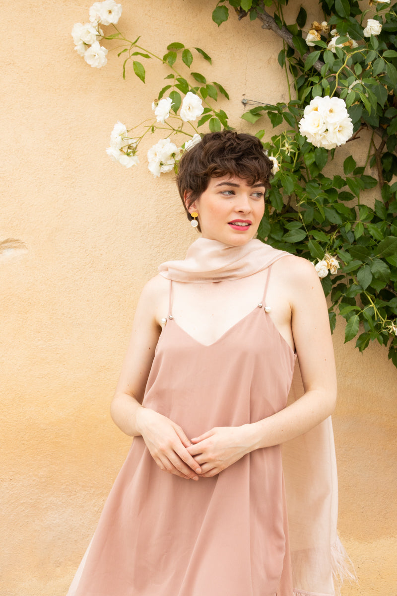 WOOL SILK STOLE - LYRIC NUDE PINK