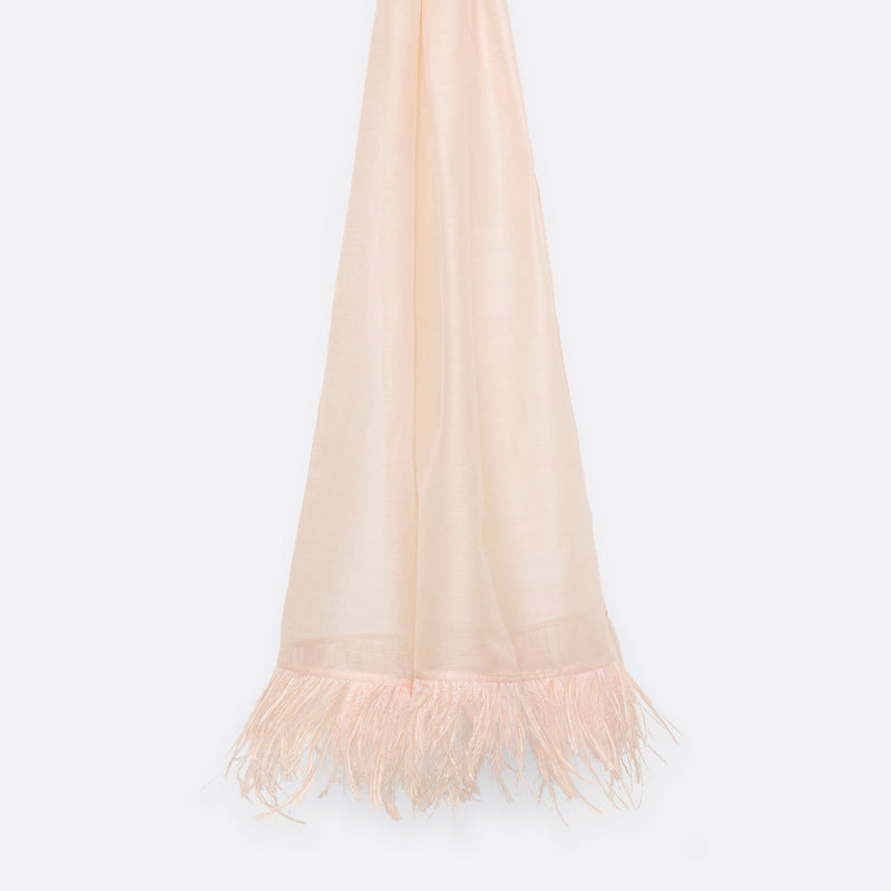 WOOL SILK STOLE - NUDE PINK