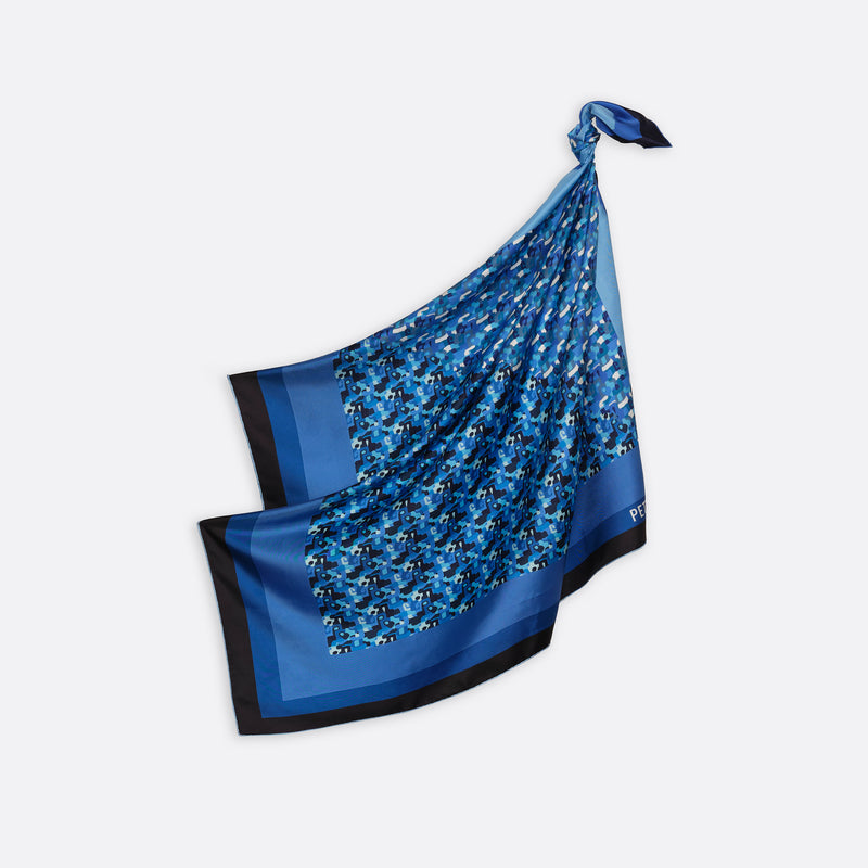 SILK SCARF 90 - OPAL NAVY
