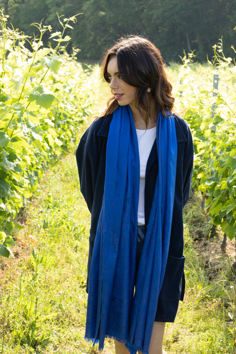 Écharpe En Laine Et Soie Petrusse Palma Bleu Roi | Etole Intemporelle