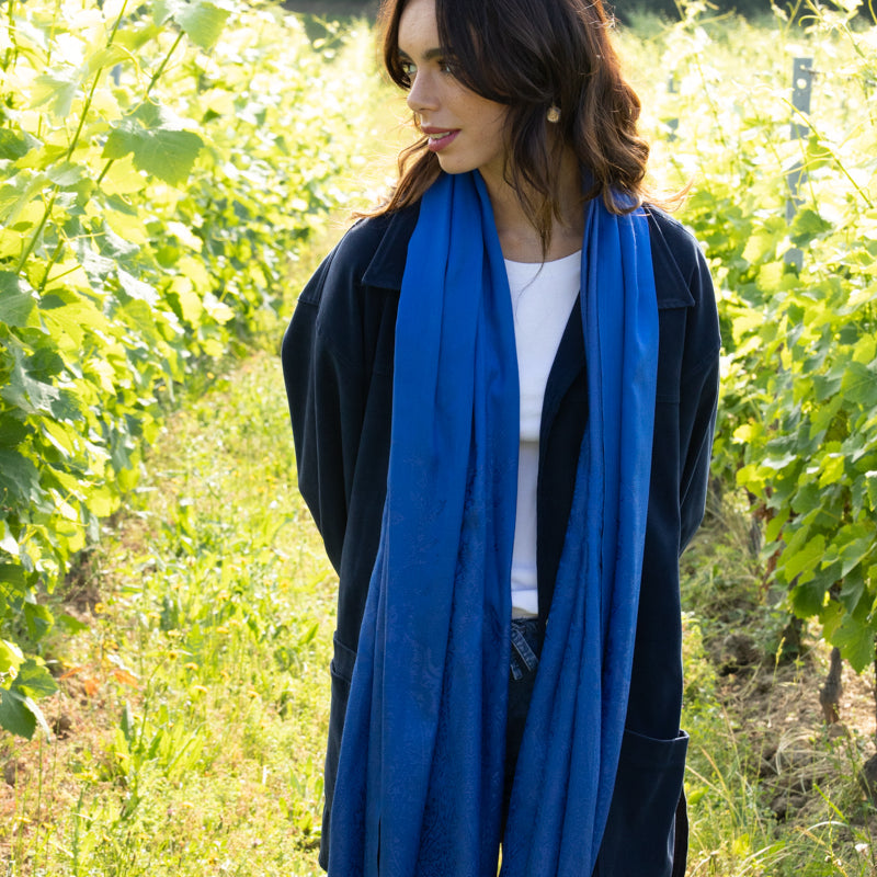 Écharpe En Laine Et Soie Petrusse Palma Bleu Roi | Etole Intemporelle
