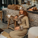FAUX FUR COLLAR SCARF - EVE BEIGE