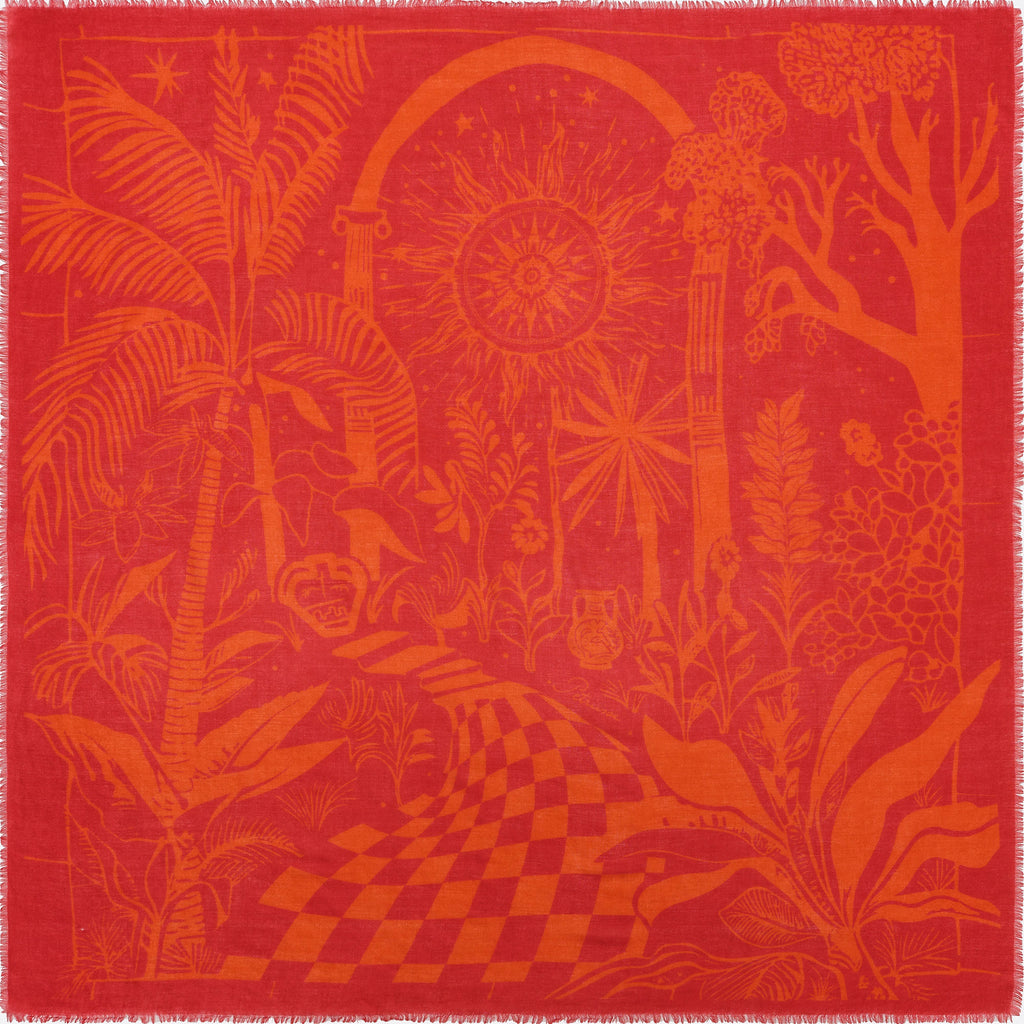 CASHMERE SCARF 120 - VILLA FIRE RED
