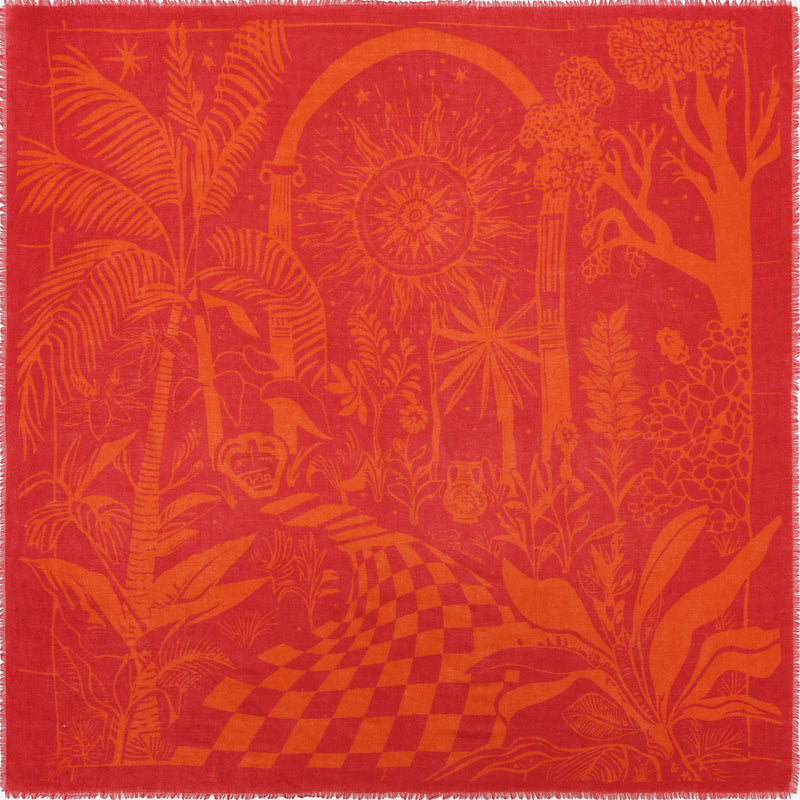 CASHMERE SCARF 120 - VILLA FIRE RED