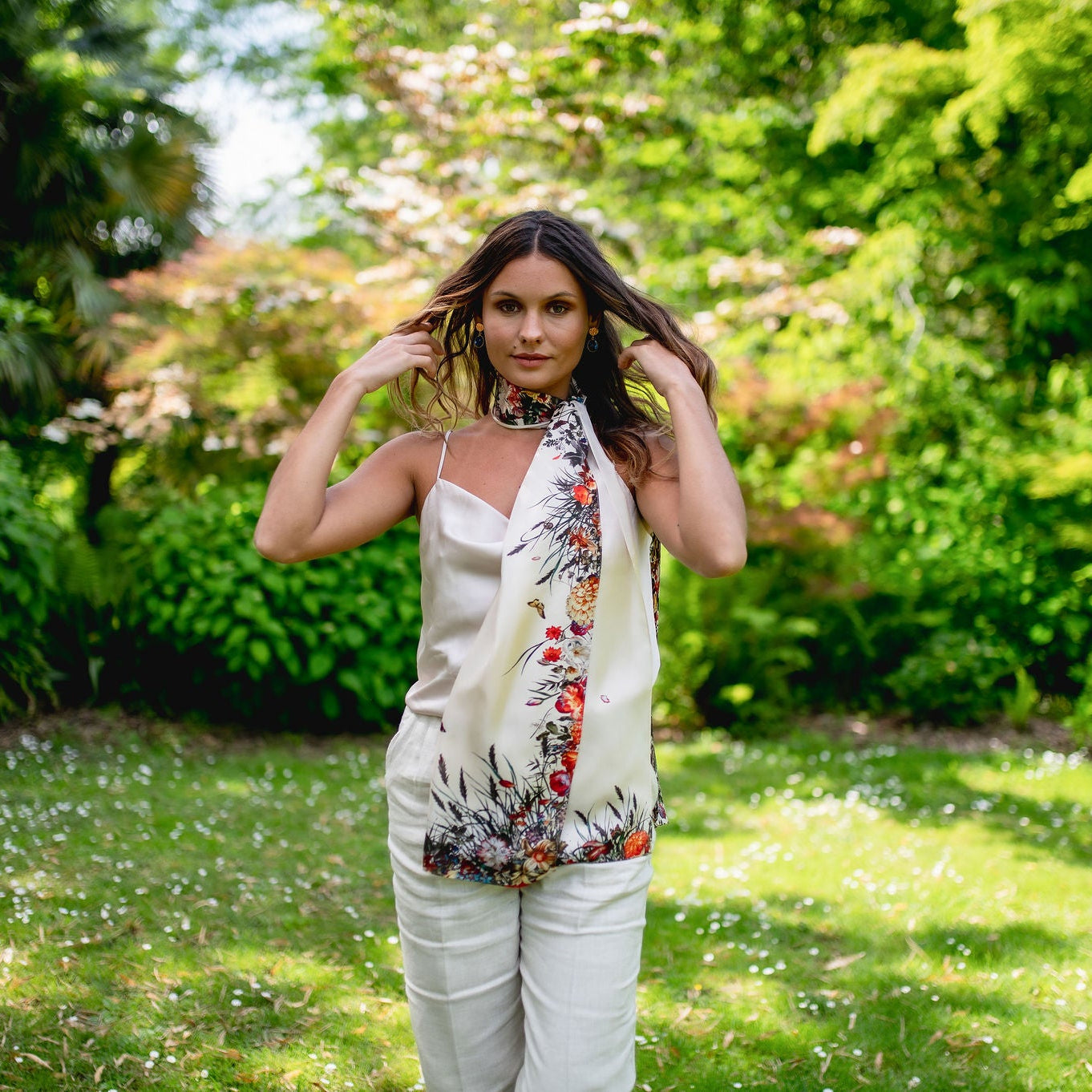 SILK SCARF - CASCADE BEIGE
