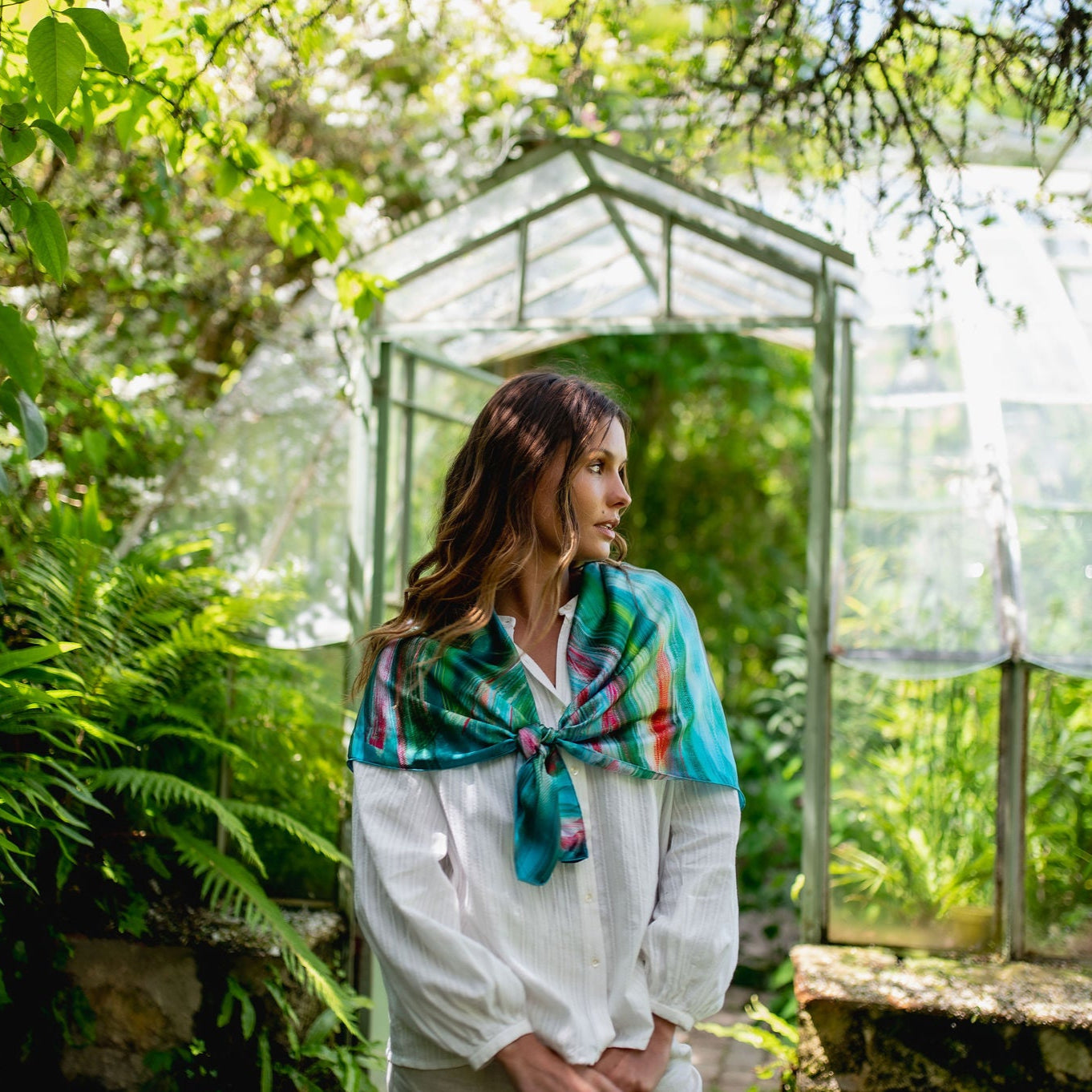 SILK SCARF 105 - FROUFROU EMERALD GREEN