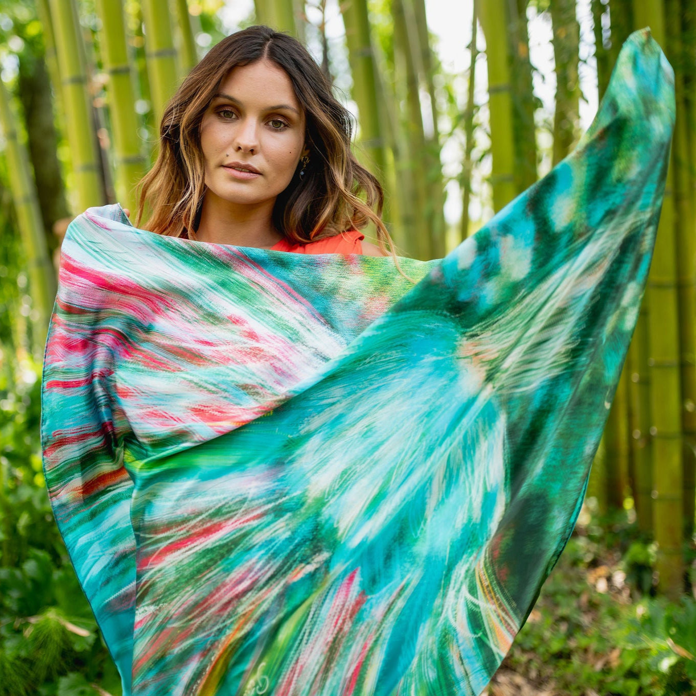 SILK SCARF 105 - FROUFROU EMERALD GREEN