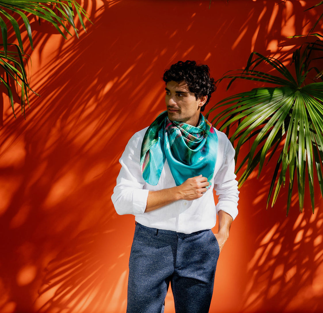 SILK SCARF 105 - FROUFROU EMERALD GREEN