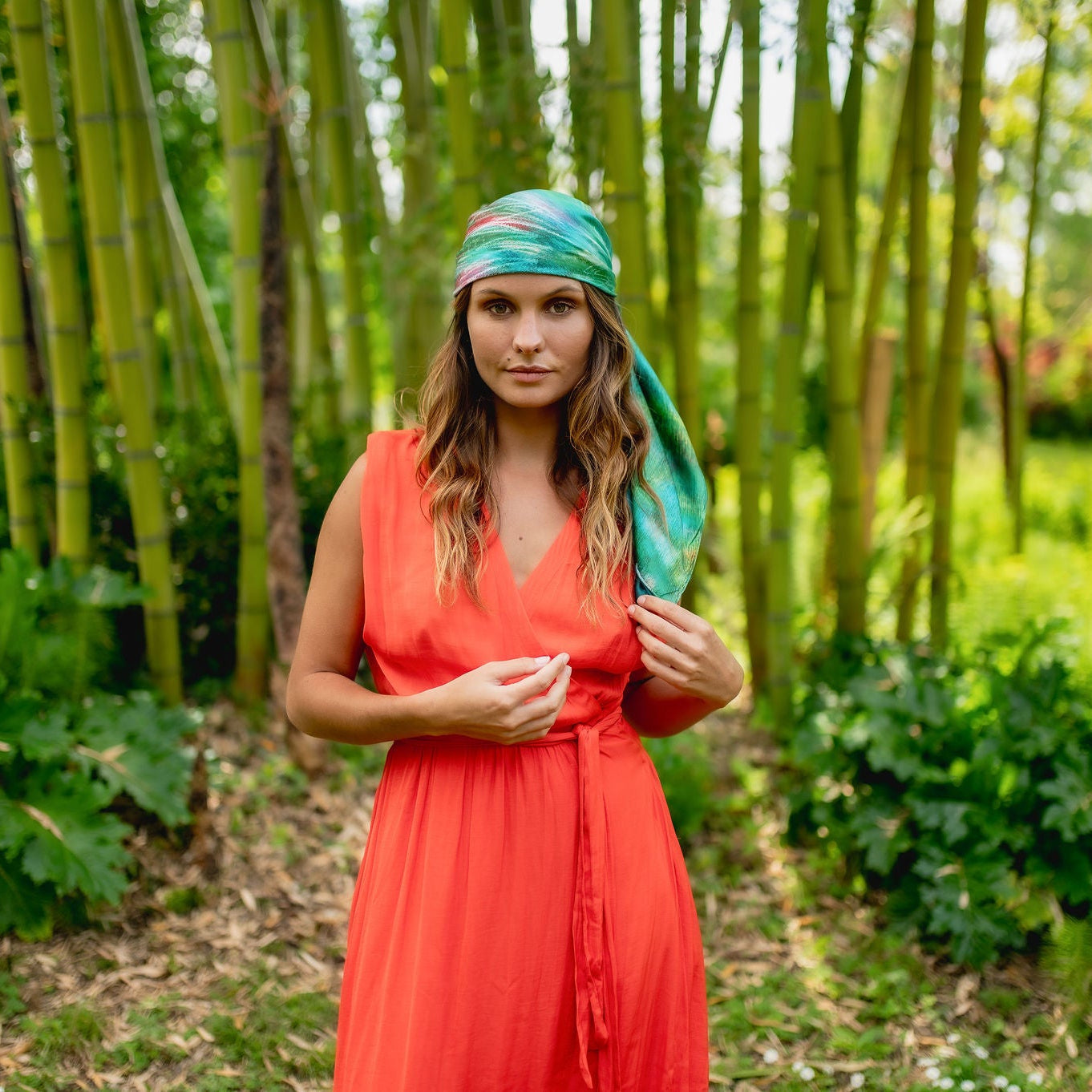 SILK SCARF 105 - FROUFROU EMERALD GREEN