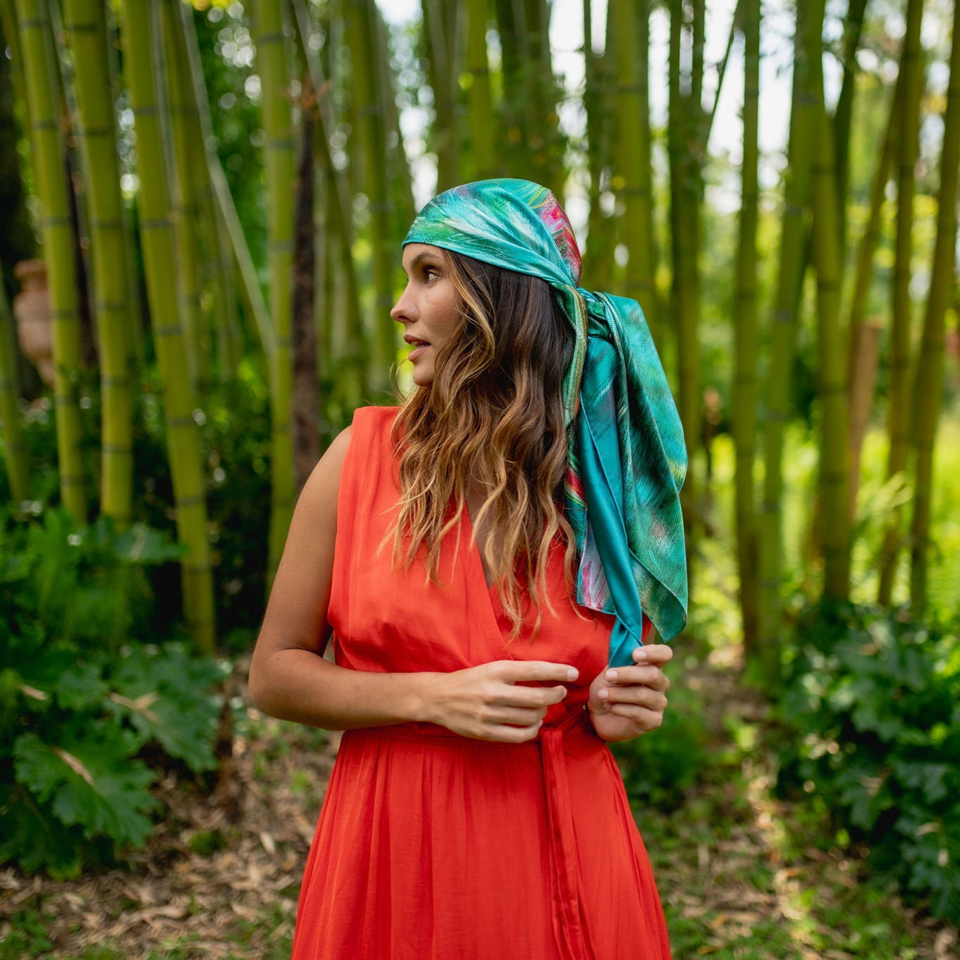 SILK SCARF 105 - FROUFROU EMERALD GREEN